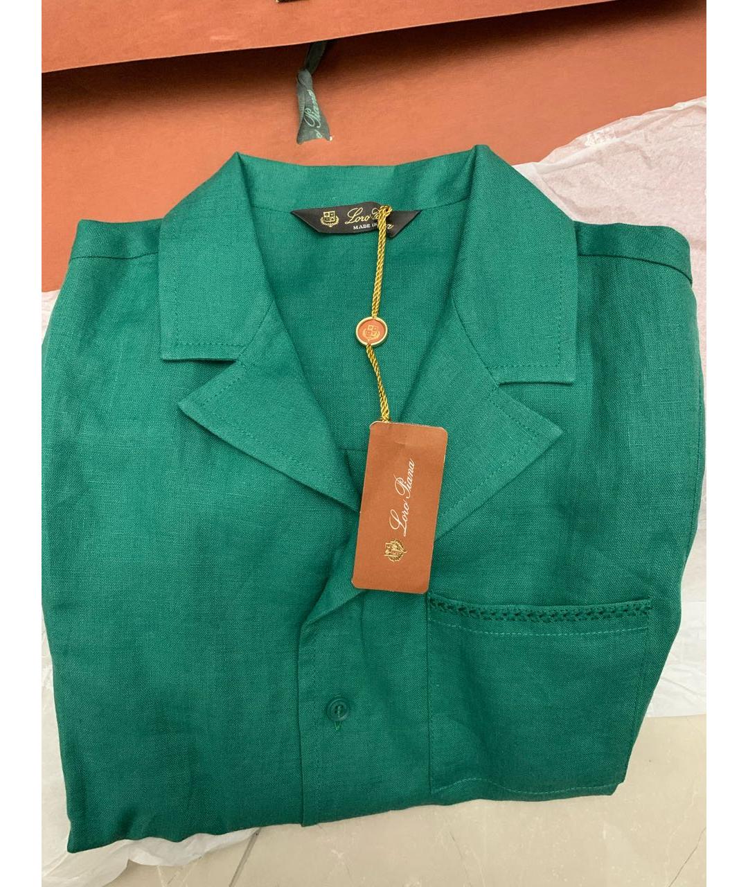 LORO PIANA Зеленая льняная детская рубашка, фото 3