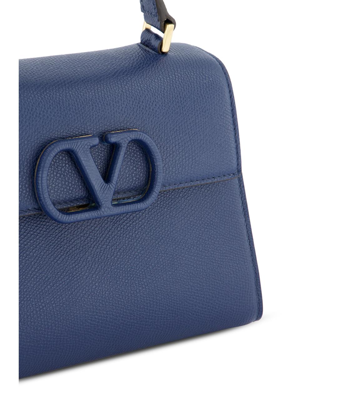 VALENTINO Синяя кожаная сумка тоут, фото 4