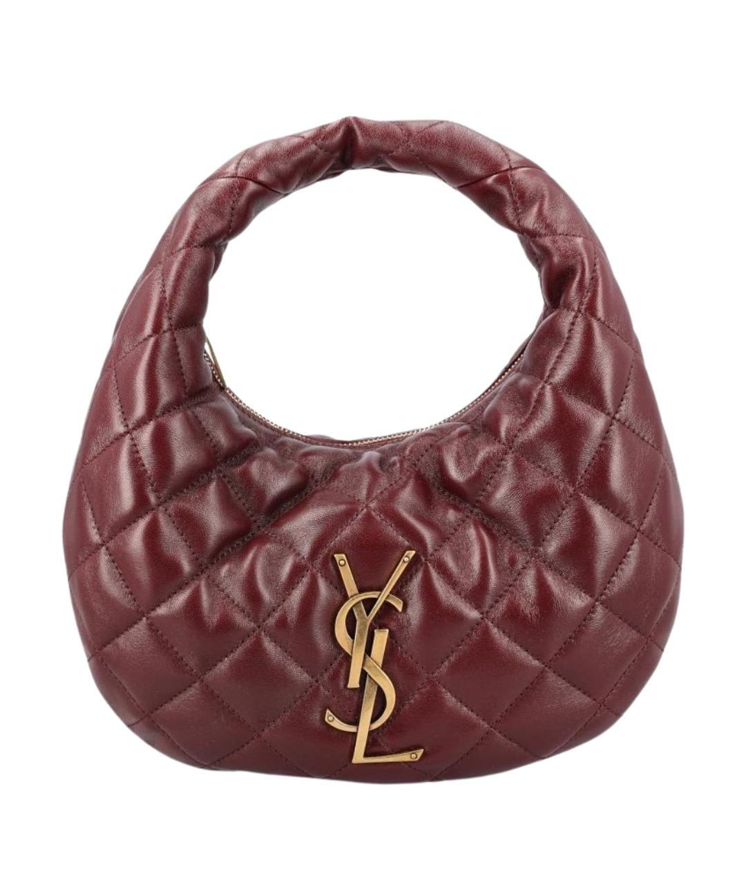 SAINT LAURENT Бордовая кожаная сумка с короткими ручками, фото 1