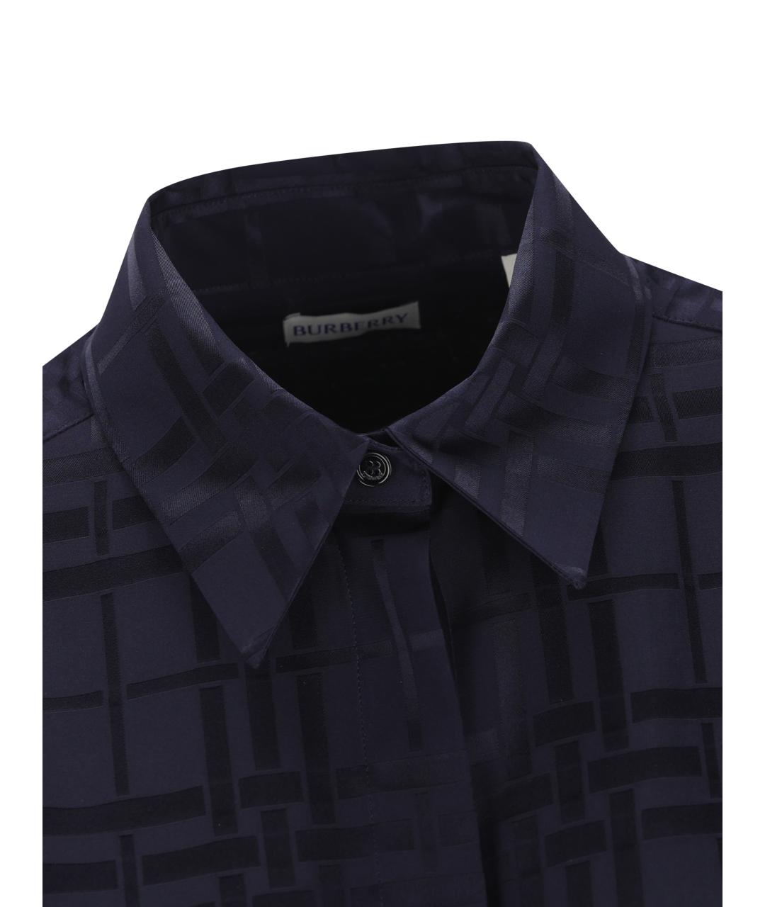 BURBERRY Темно-синяя шелковая рубашка, фото 4