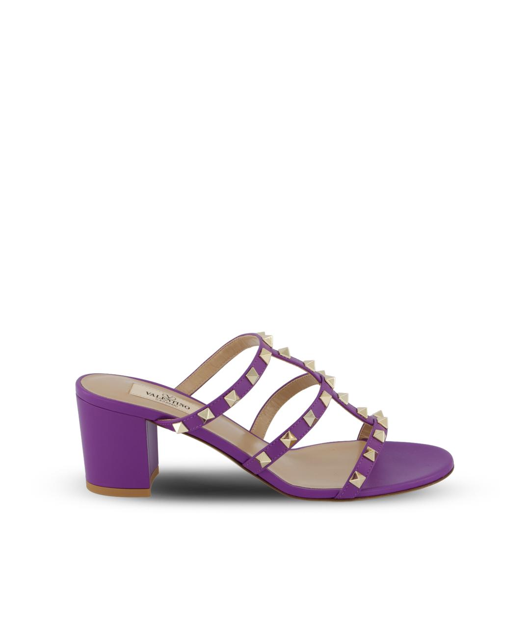 VALENTINO Фиолетовые кожаные мюли, фото 5