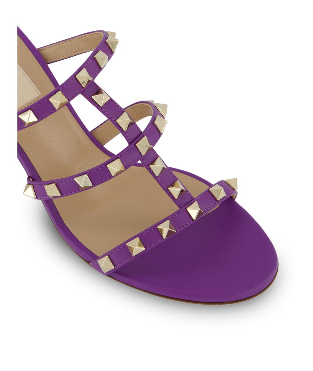 VALENTINO Фиолетовые кожаные мюли, фото 4