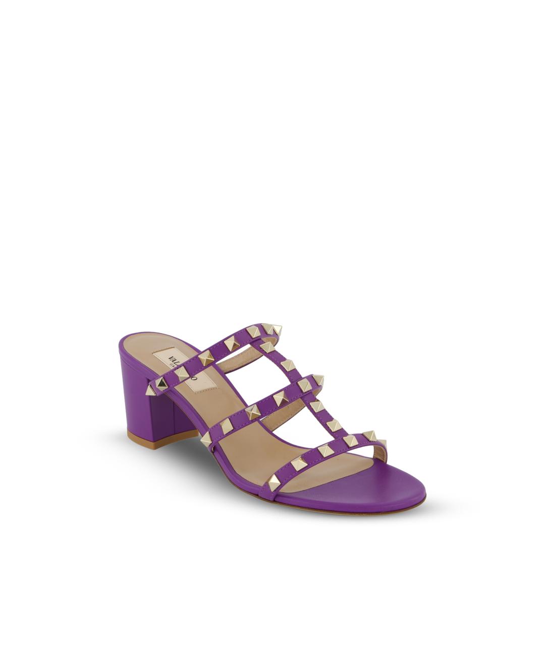 VALENTINO Фиолетовые кожаные мюли, фото 2