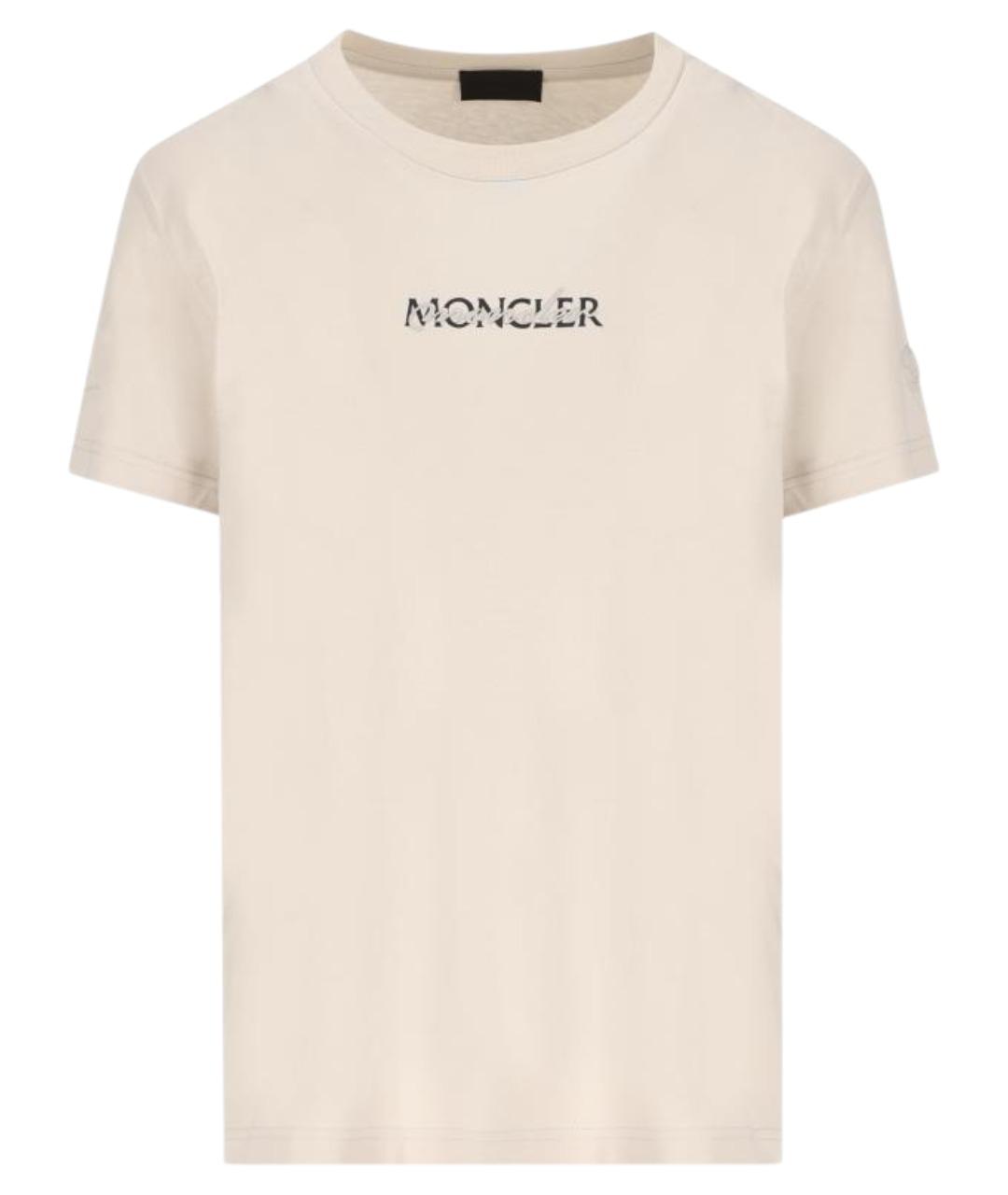 MONCLER Бежевая хлопковая футболка, фото 1