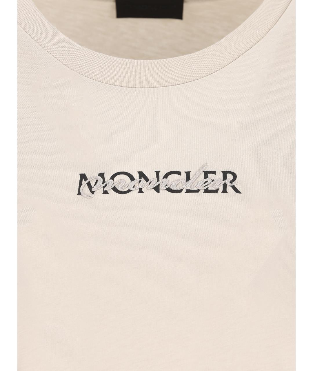 MONCLER Бежевая хлопковая футболка, фото 4