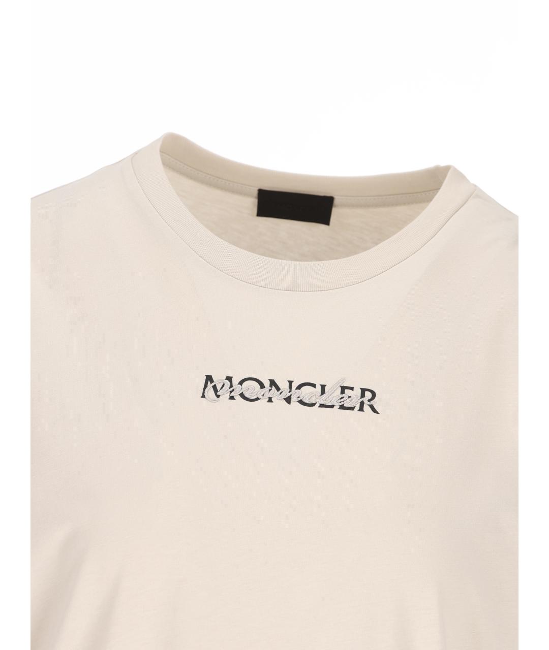 MONCLER Бежевая хлопковая футболка, фото 3