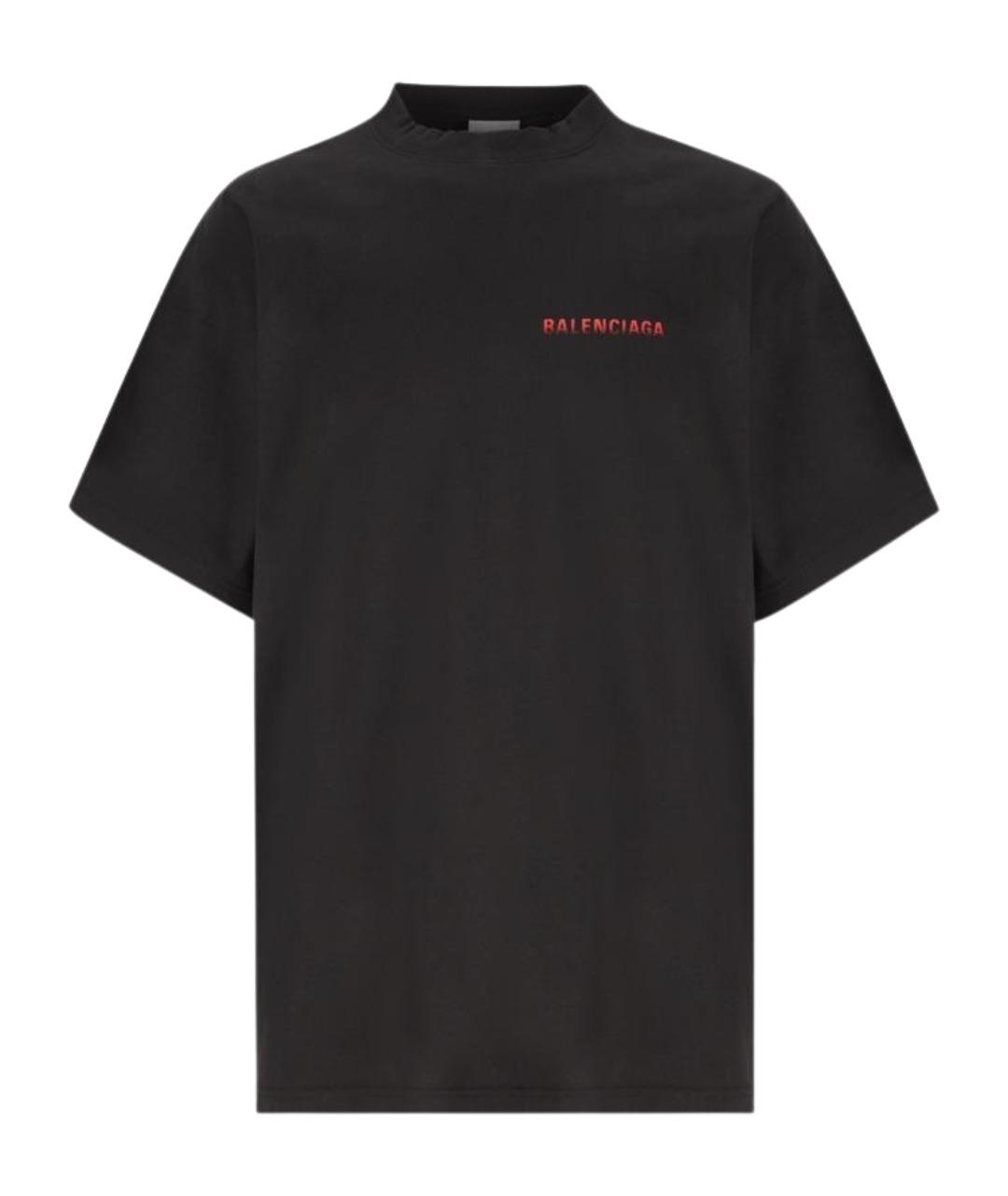 BALENCIAGA Черная хлопковая футболка, фото 1