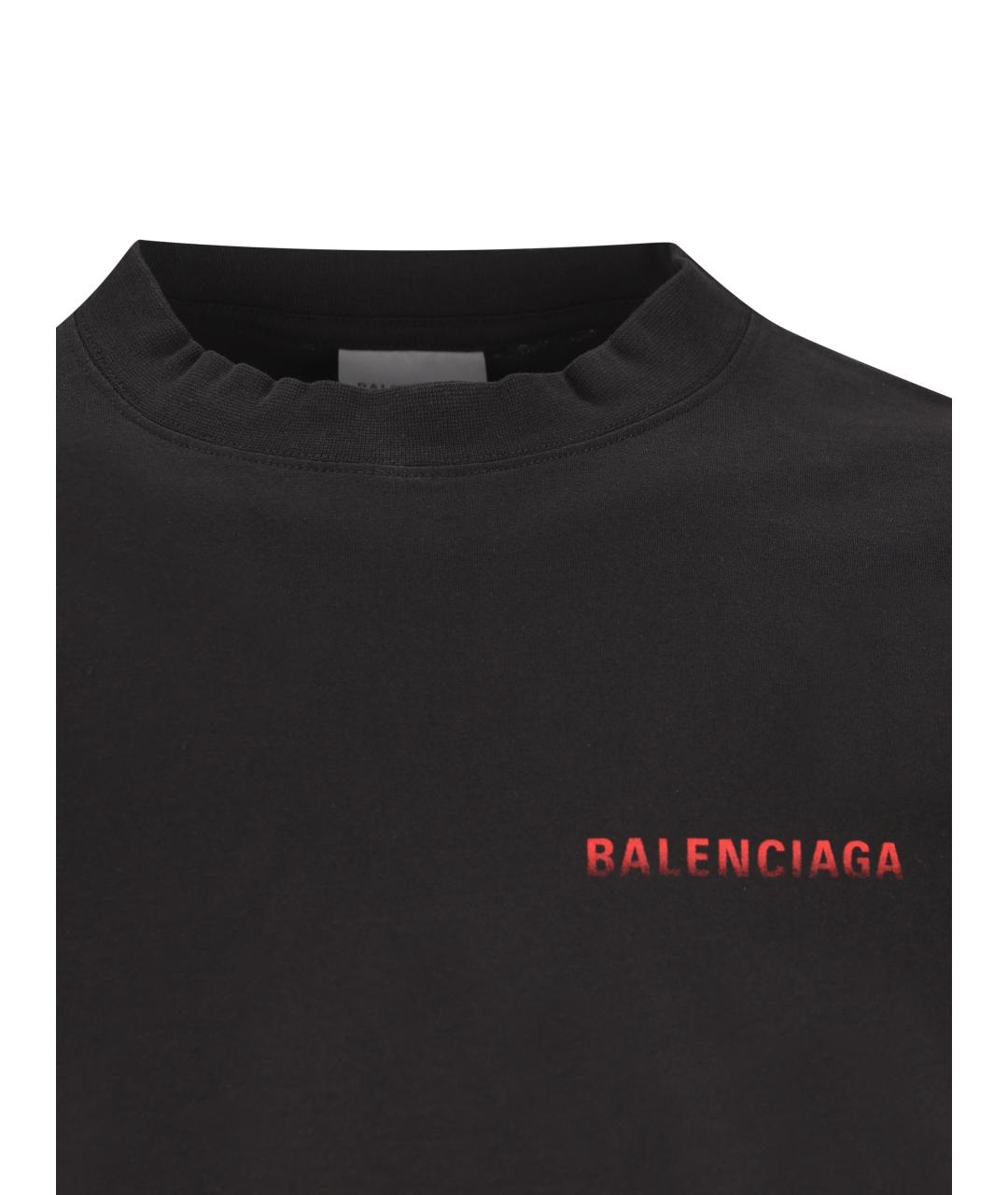 BALENCIAGA Черная хлопковая футболка, фото 3