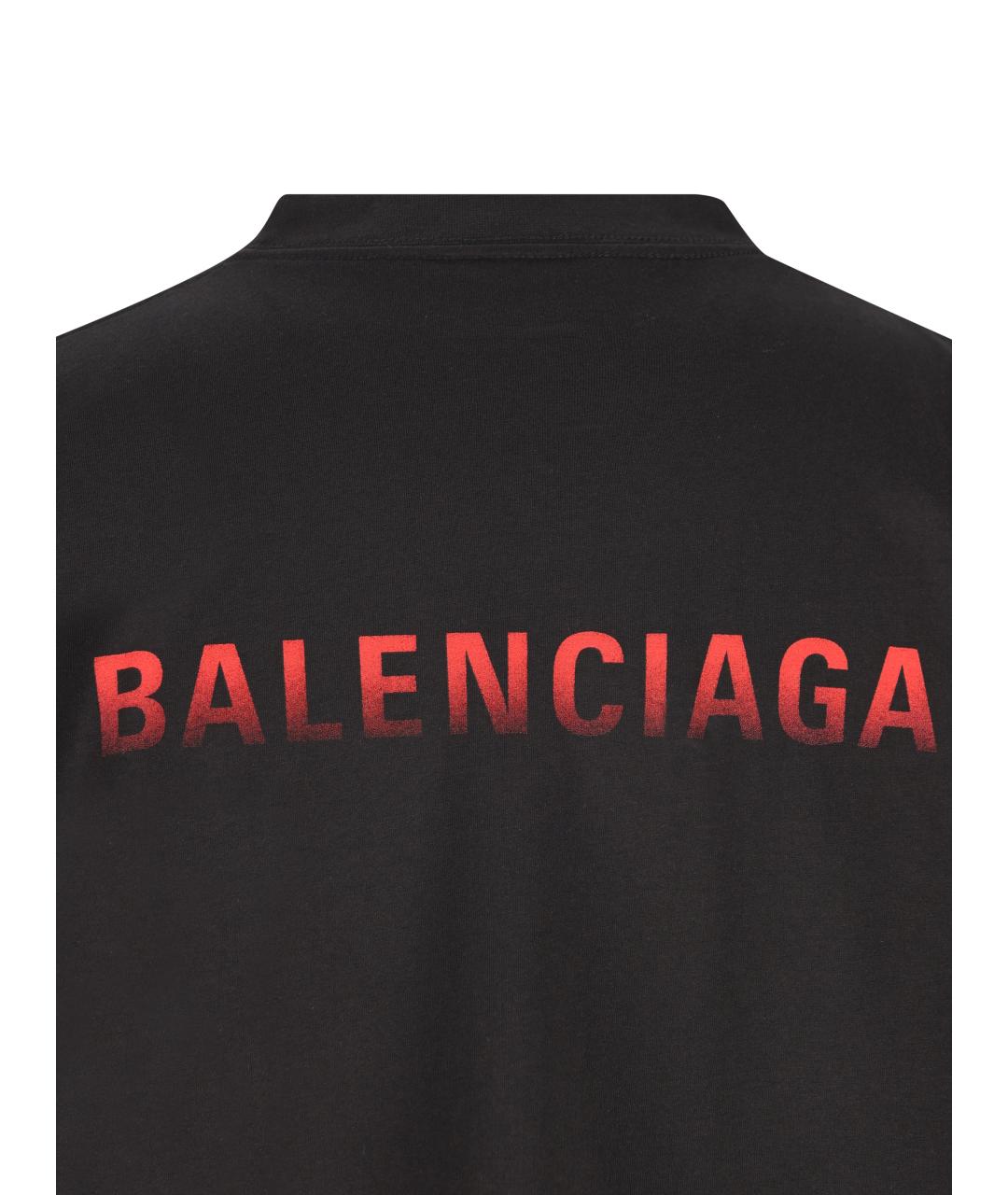 BALENCIAGA Черная хлопковая футболка, фото 4