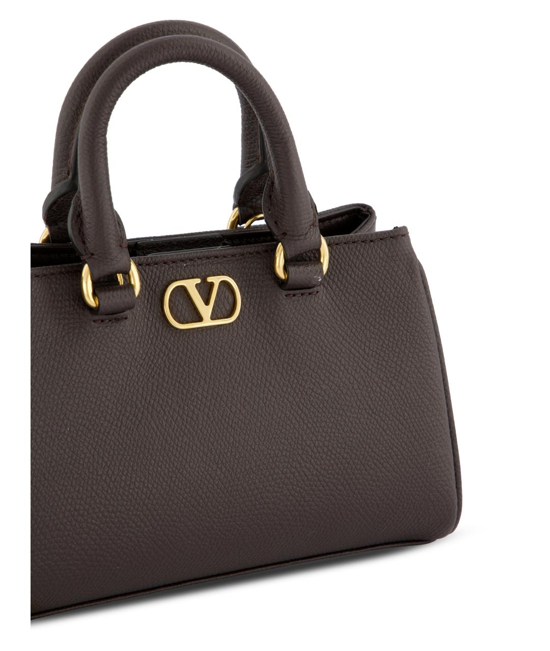 VALENTINO Коричневая кожаная сумка тоут, фото 4