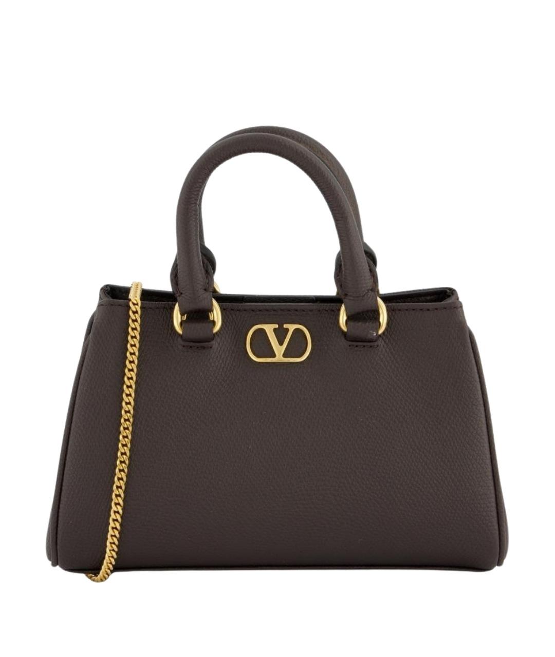 VALENTINO Коричневая кожаная сумка тоут, фото 1