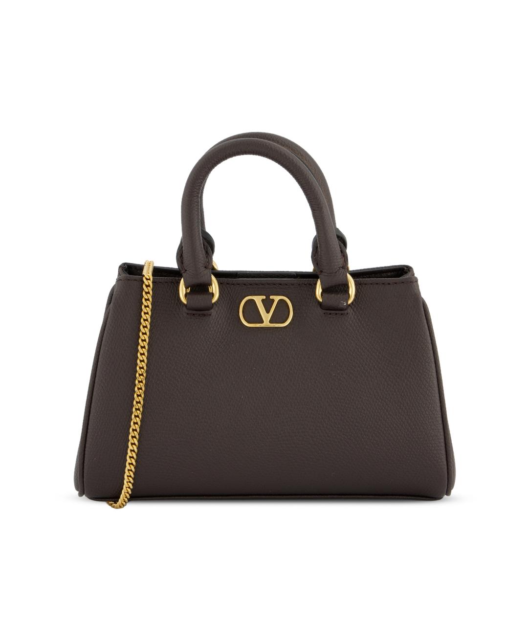 VALENTINO Коричневая кожаная сумка тоут, фото 5
