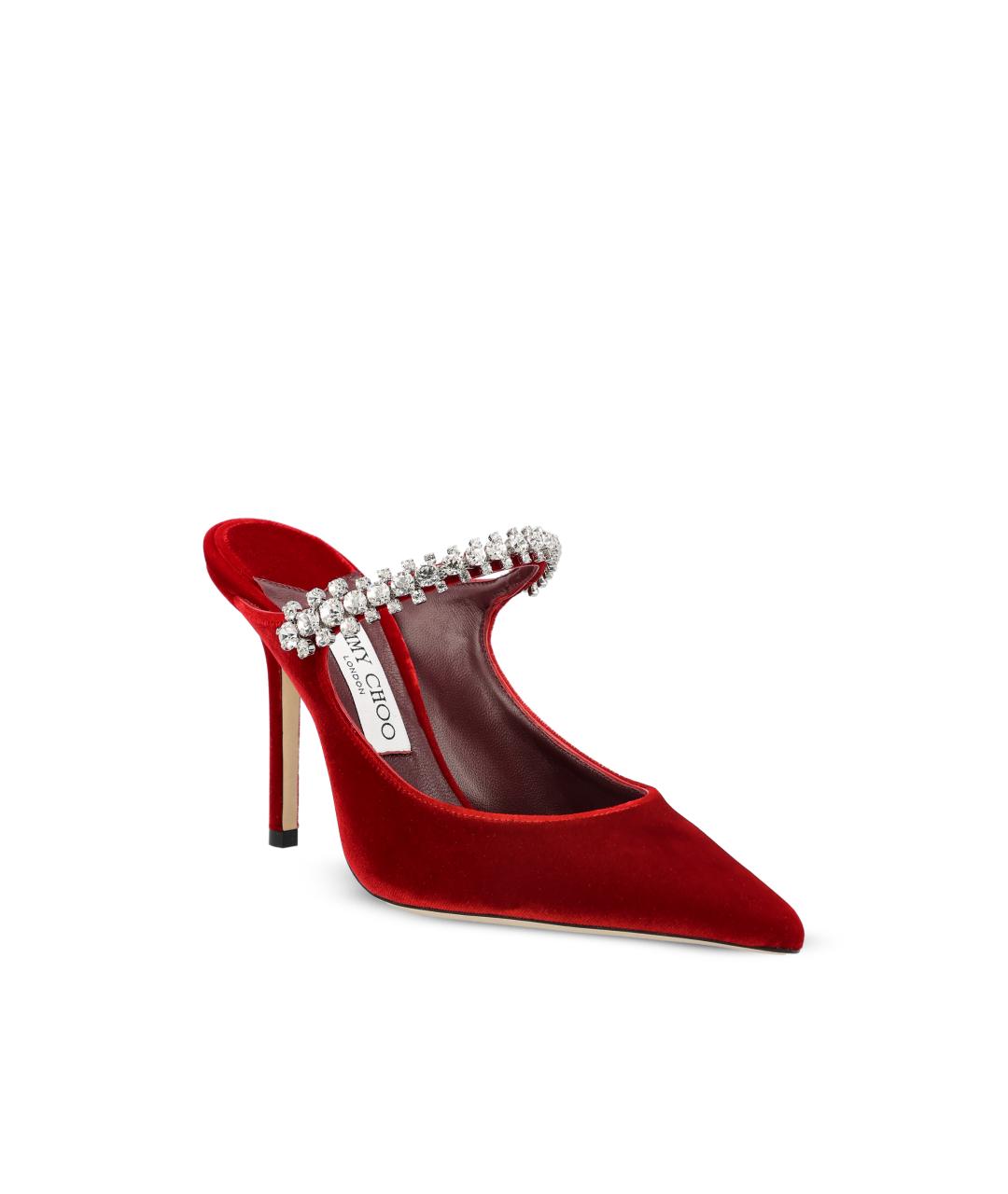 JIMMY CHOO Красные бархатные мюли, фото 2