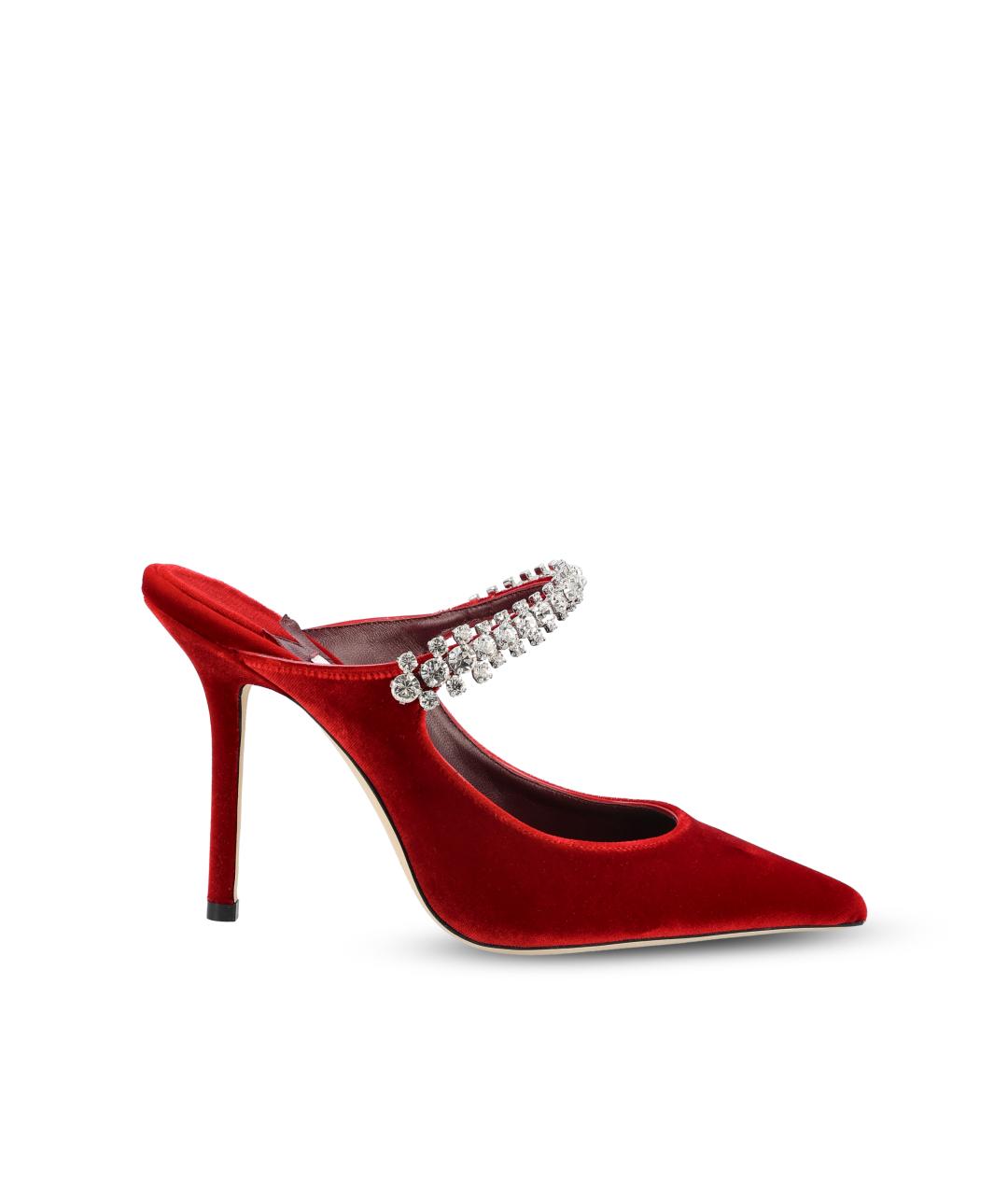 JIMMY CHOO Красные бархатные мюли, фото 5
