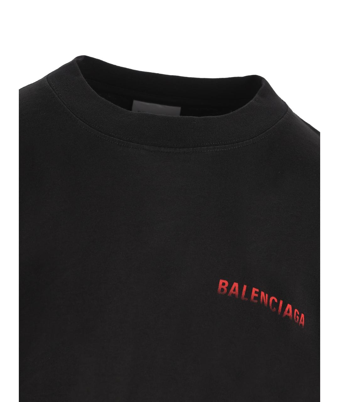 BALENCIAGA Черная хлопковая футболка, фото 4