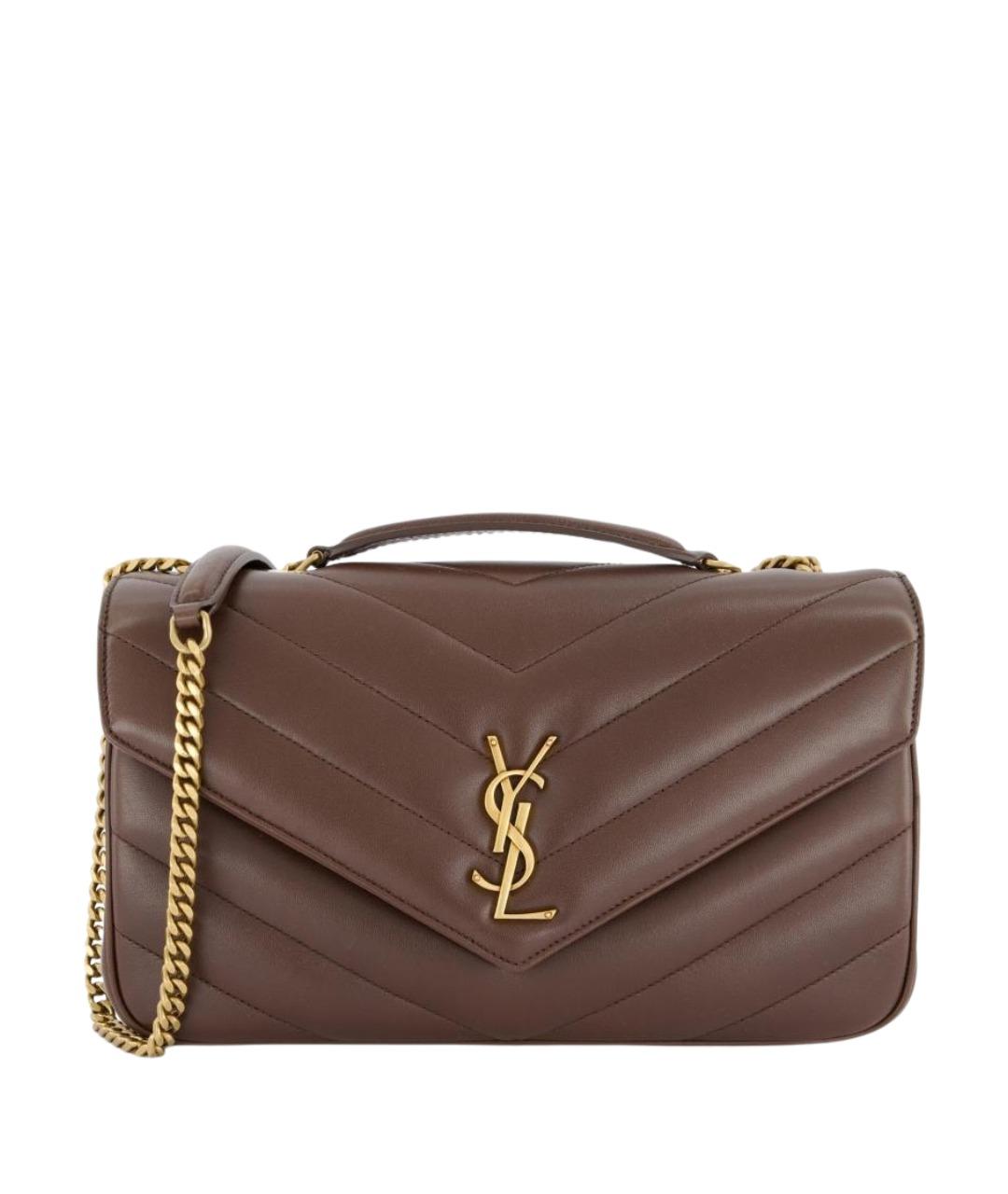 SAINT LAURENT Коричневая кожаная сумка через плечо, фото 1