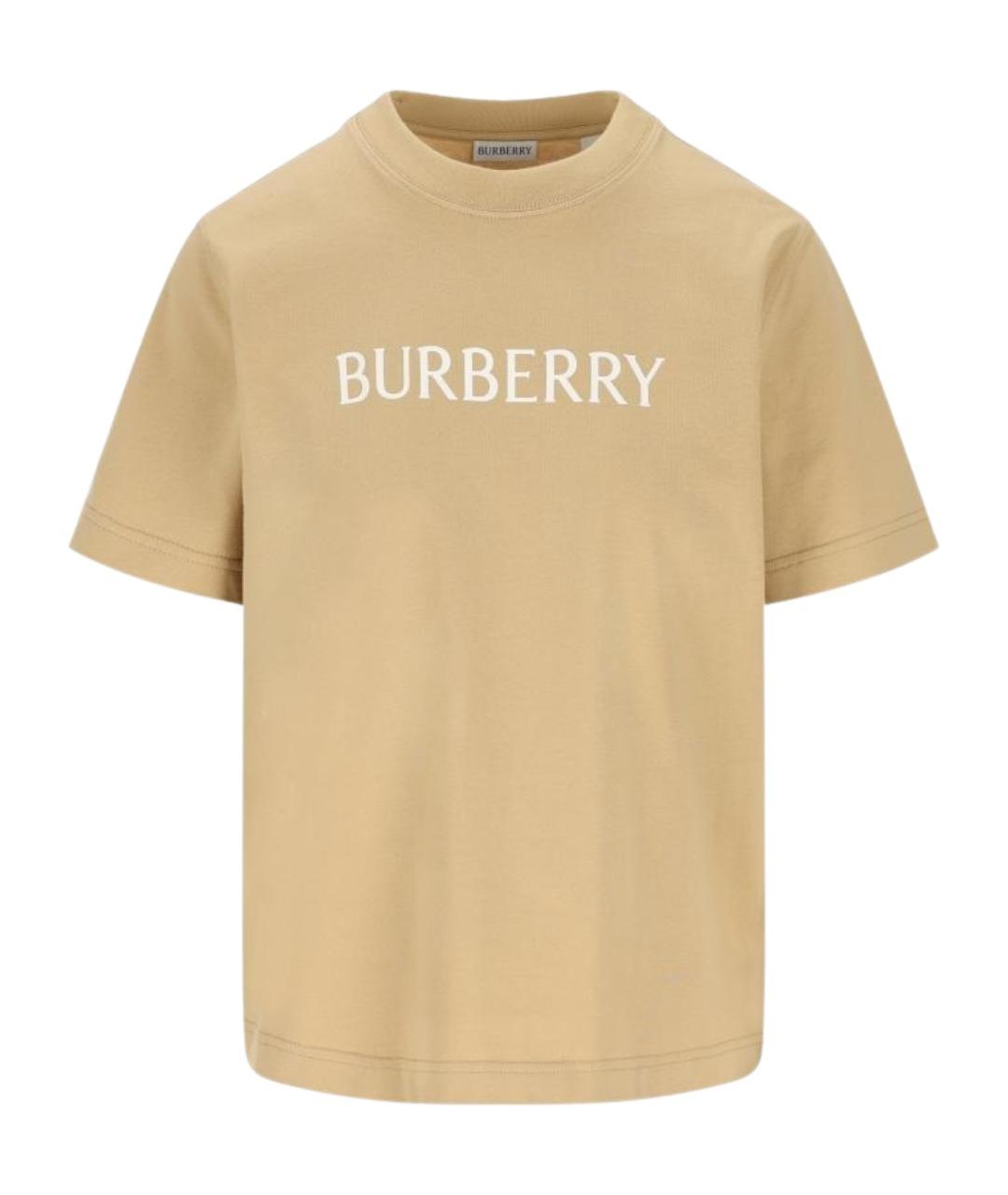 BURBERRY Бежевая хлопковая футболка, фото 1