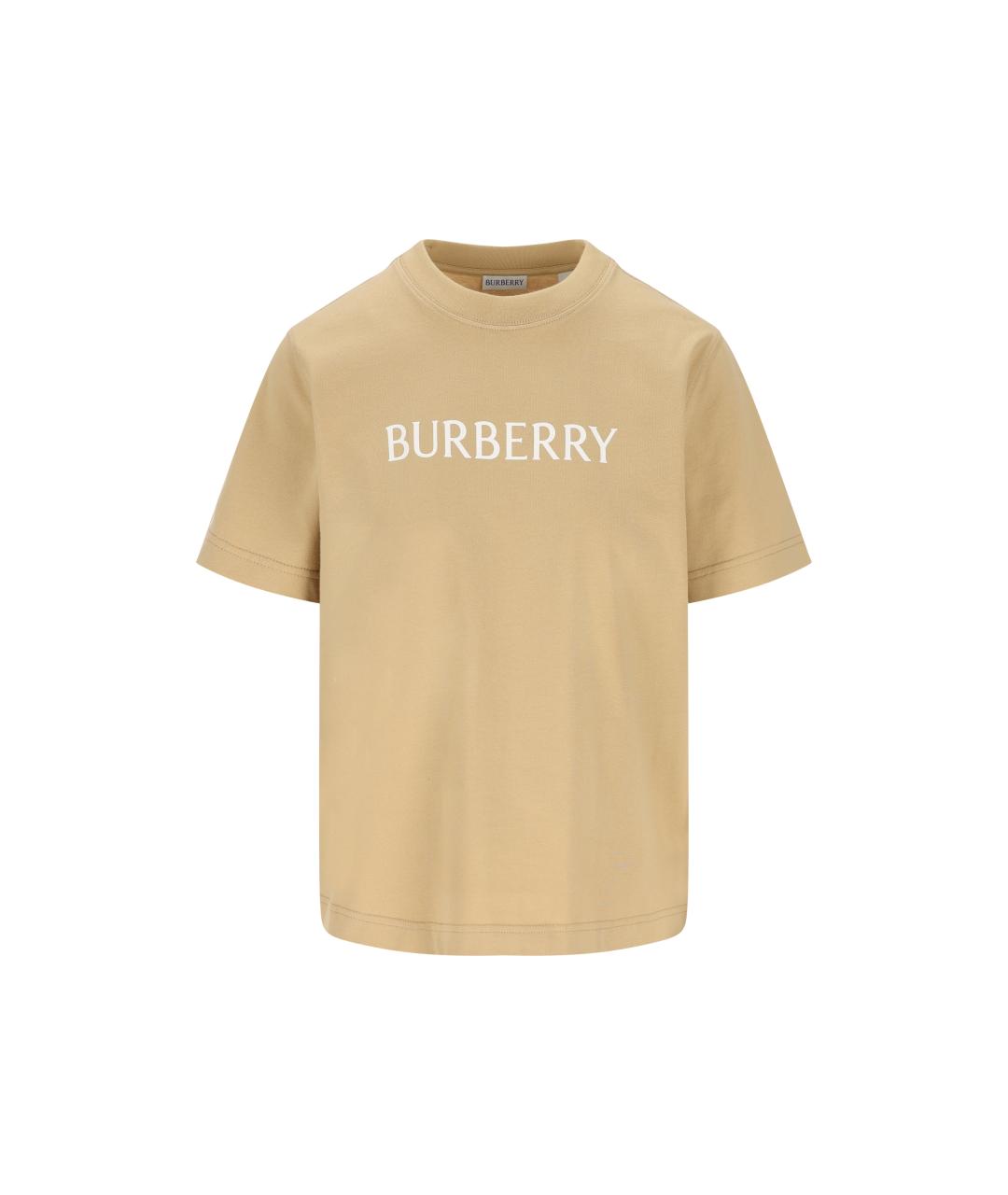 BURBERRY Бежевая хлопковая футболка, фото 5