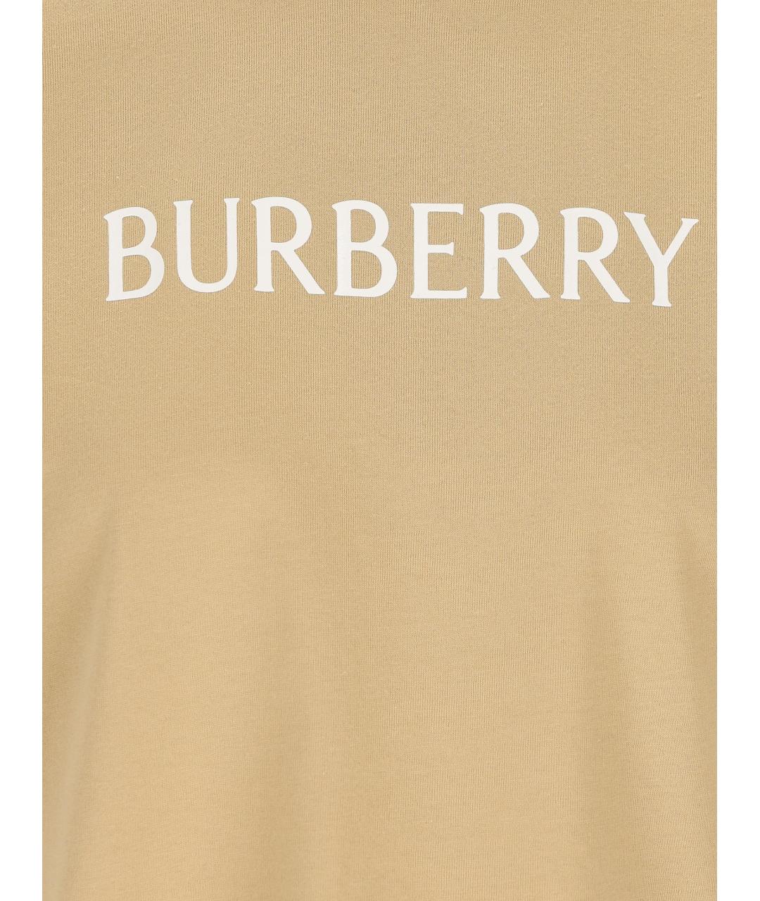 BURBERRY Бежевая хлопковая футболка, фото 3