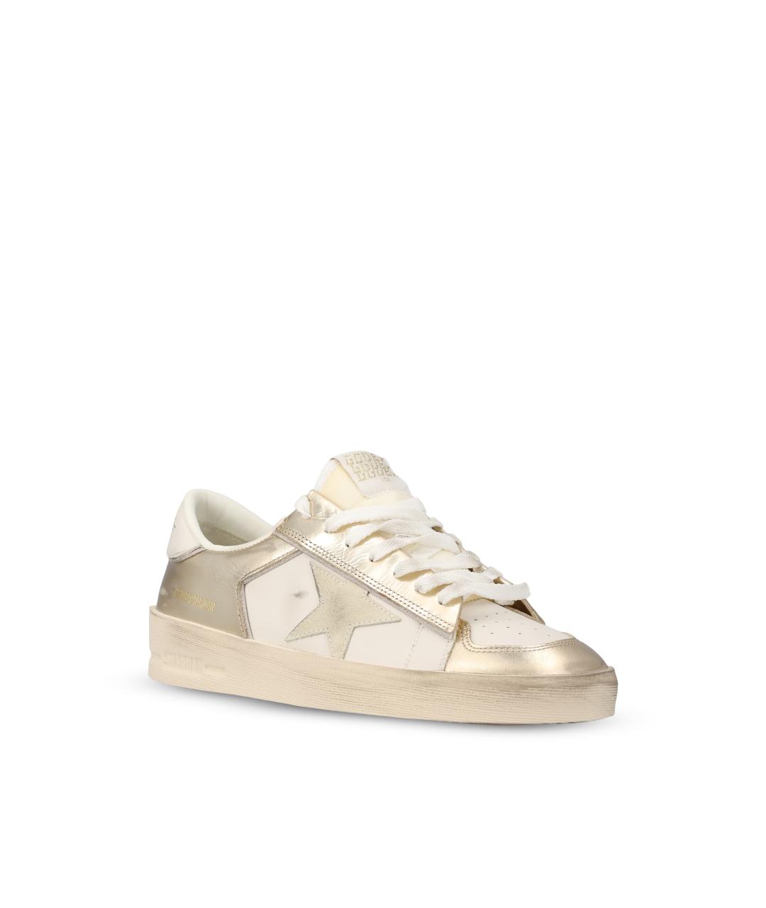 GOLDEN GOOSE Золотые кожаные кеды, фото 2