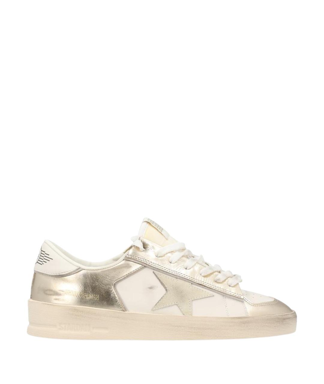 GOLDEN GOOSE Золотые кожаные кеды, фото 1