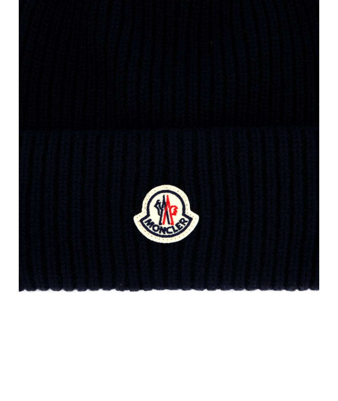 MONCLER Черная шерстяная шапка, фото 2