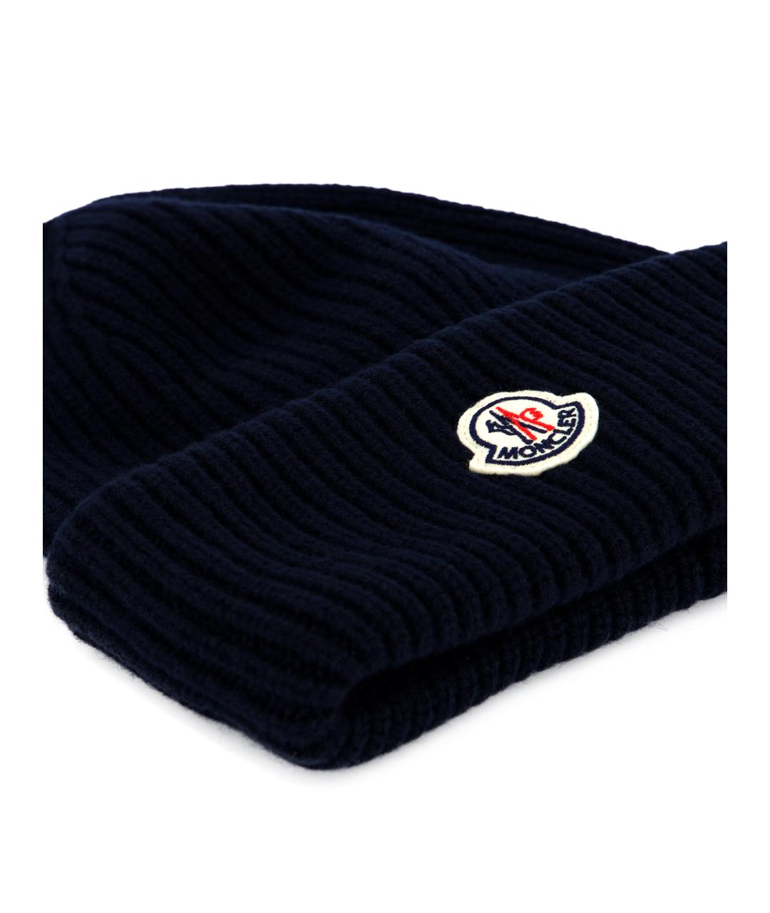 MONCLER Черная шерстяная шапка, фото 4