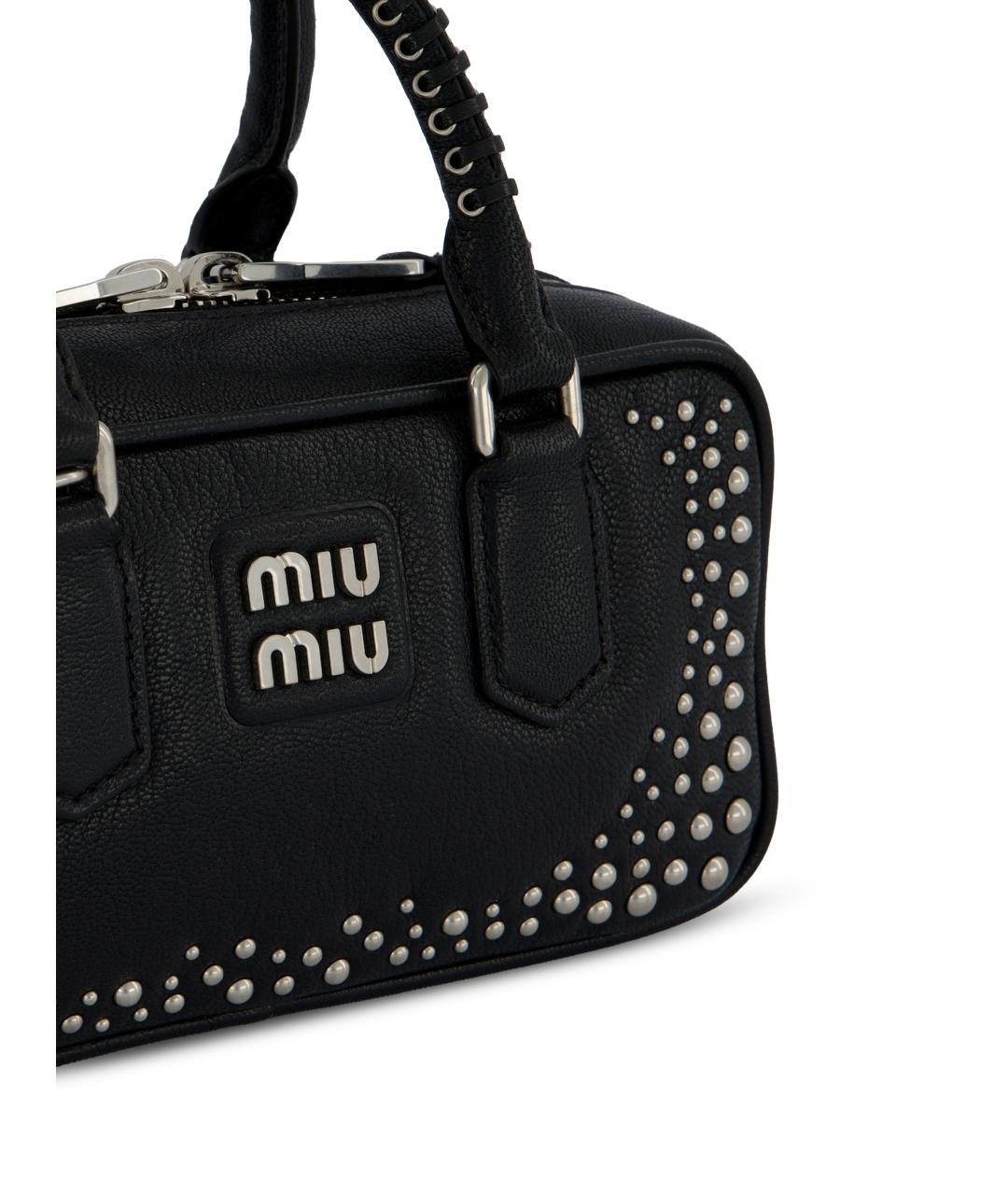 MIU MIU Черная кожаная сумка с короткими ручками, фото 4