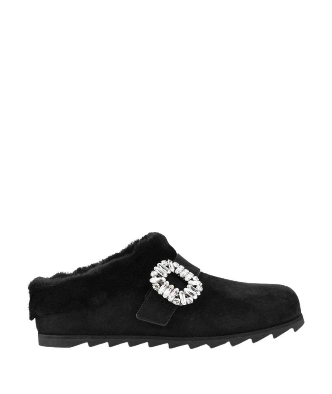 ROGER VIVIER Черные замшевые сабо, фото 1