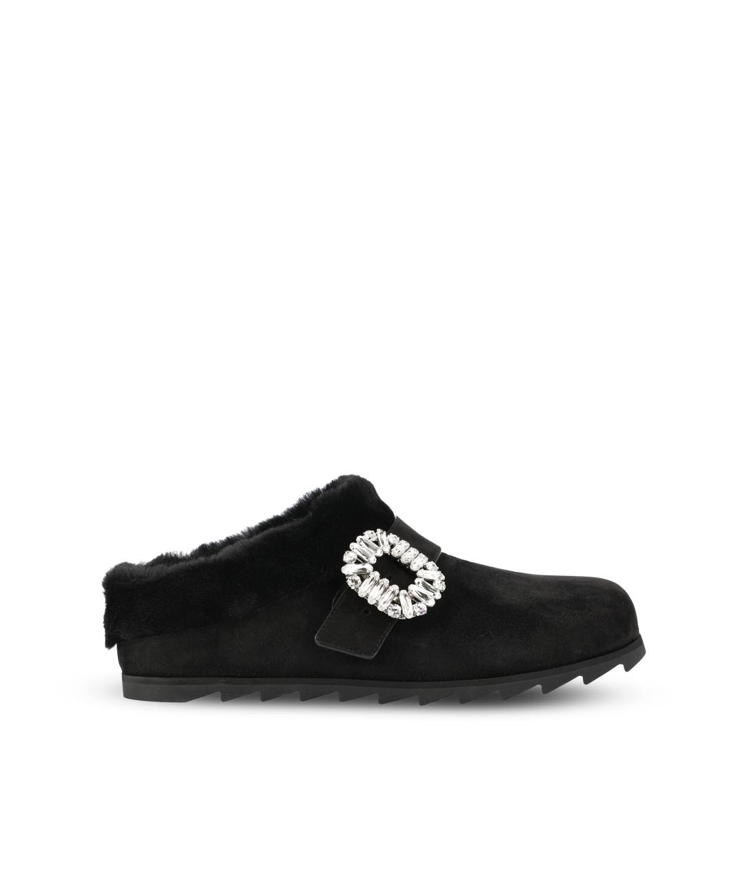 ROGER VIVIER Черные замшевые сабо, фото 5