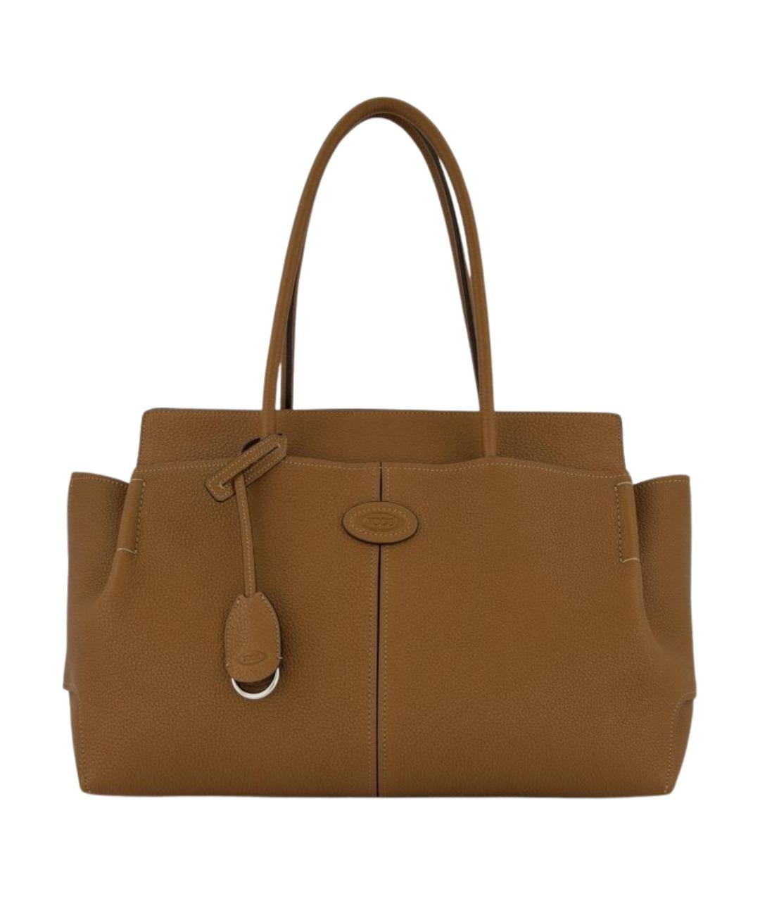 TOD'S Коричневая кожаная сумка тоут, фото 1