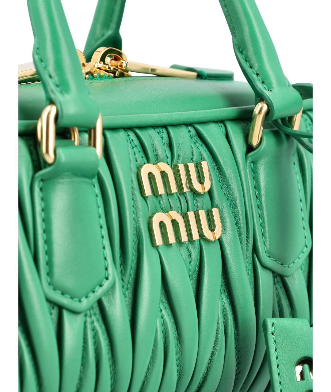 MIU MIU Зеленая кожаная сумка с короткими ручками, фото 4
