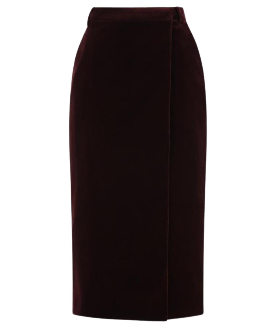 SAINT LAURENT Бордовая хлопковая юбка миди, фото 1
