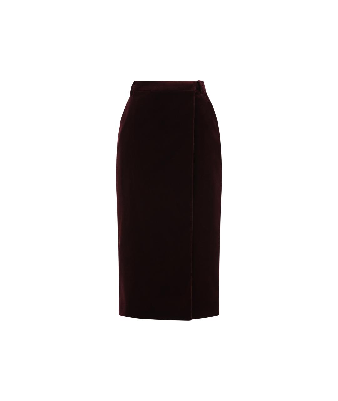 SAINT LAURENT Бордовая хлопковая юбка миди, фото 5