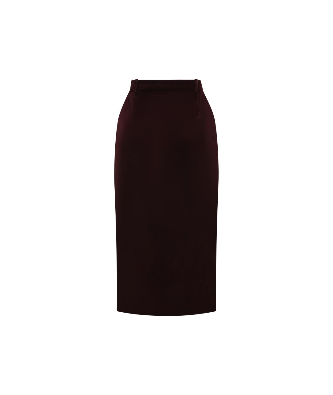 SAINT LAURENT Бордовая хлопковая юбка миди, фото 2