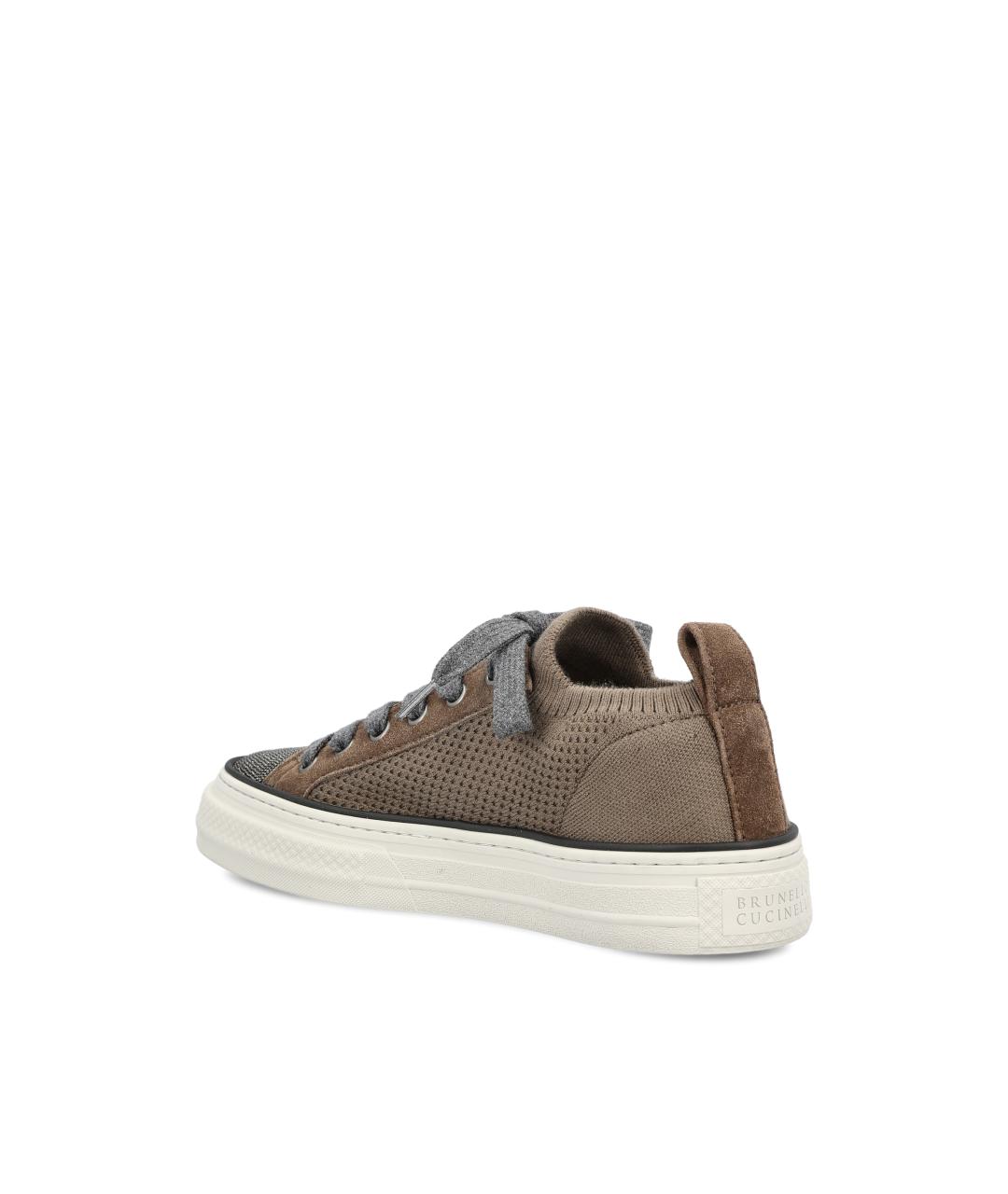 BRUNELLO CUCINELLI Коричневые текстильные кеды, фото 3