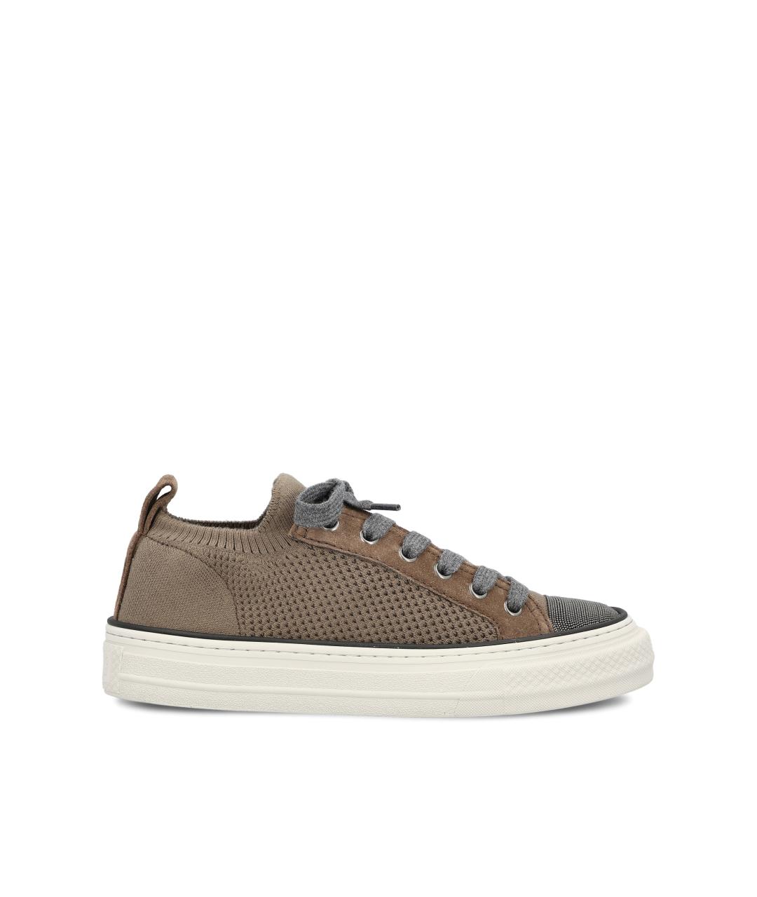 BRUNELLO CUCINELLI Коричневые текстильные кеды, фото 5