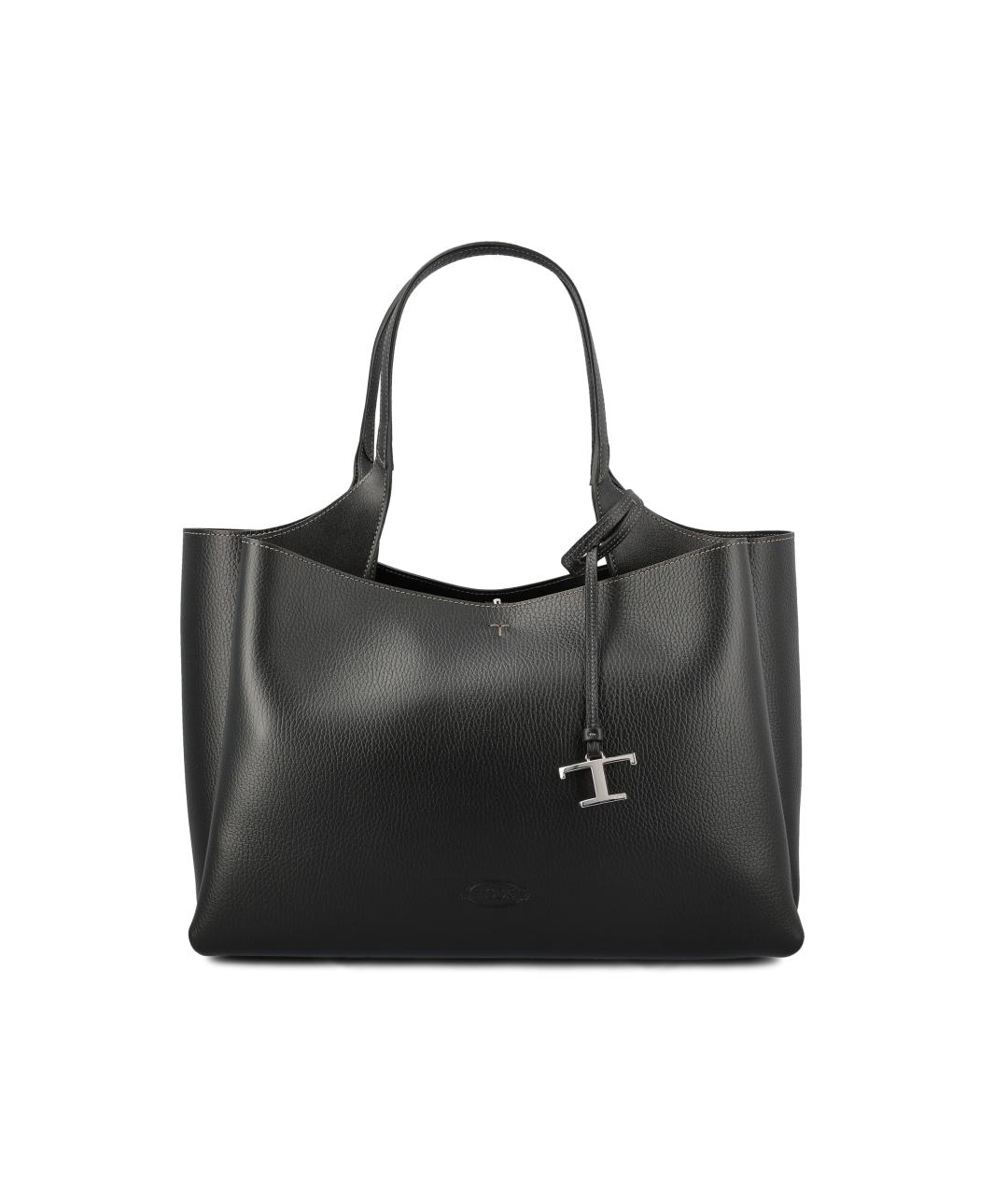 TOD'S Черная кожаная сумка тоут, фото 5