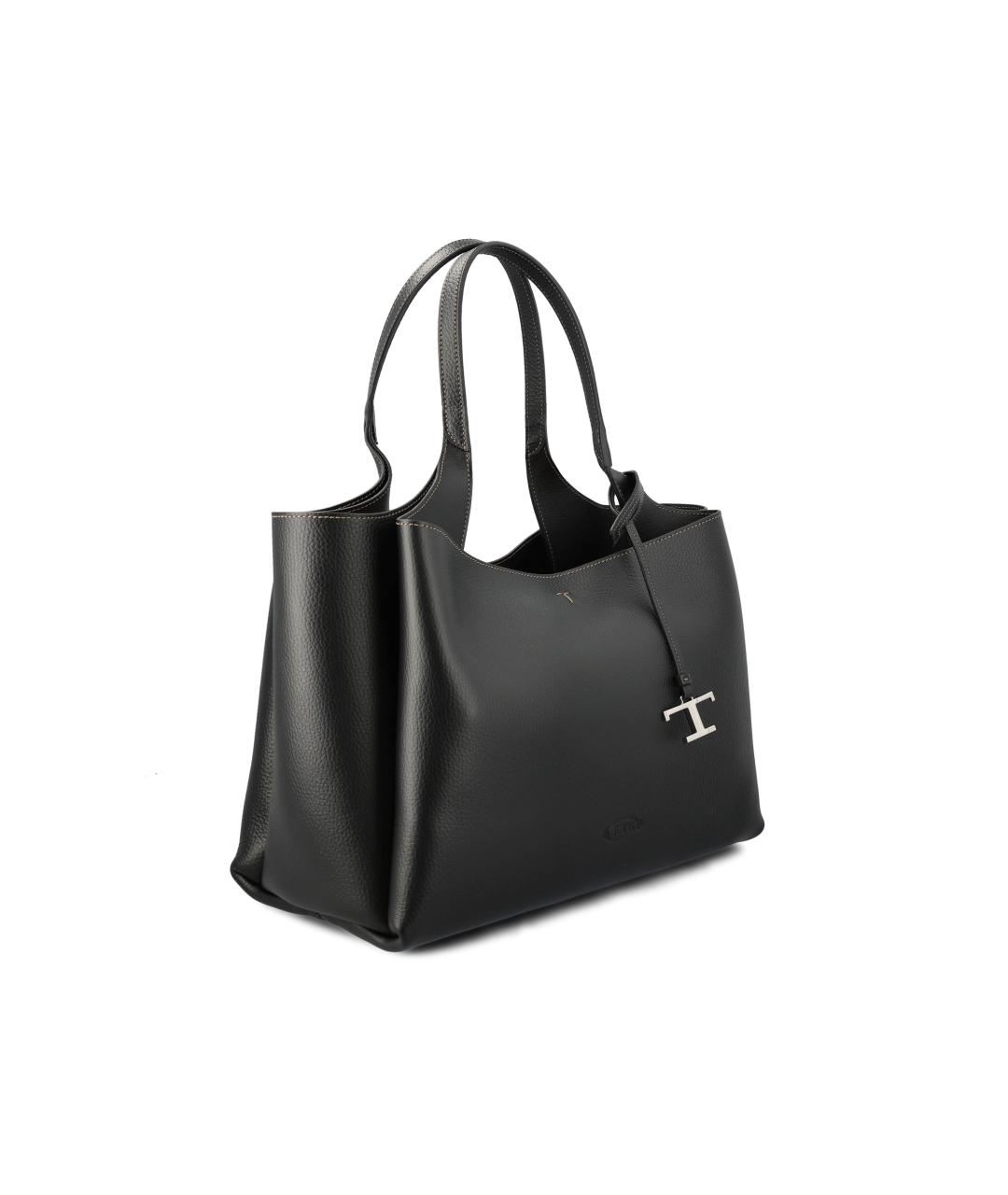 TOD'S Черная кожаная сумка тоут, фото 3