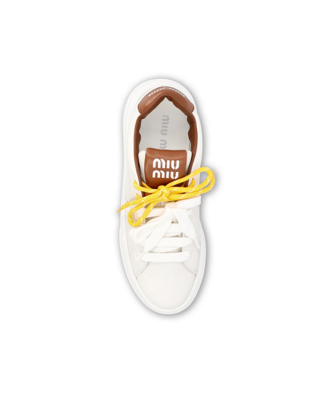MIU MIU Белые кожаные кроссовки, фото 4