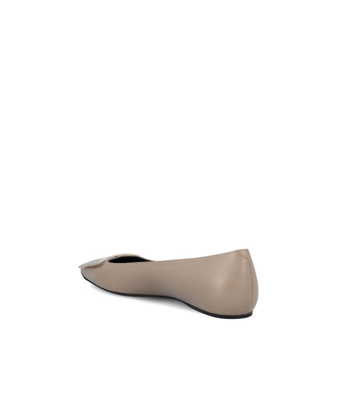 ROGER VIVIER Бежевые кожаные балетки, фото 3