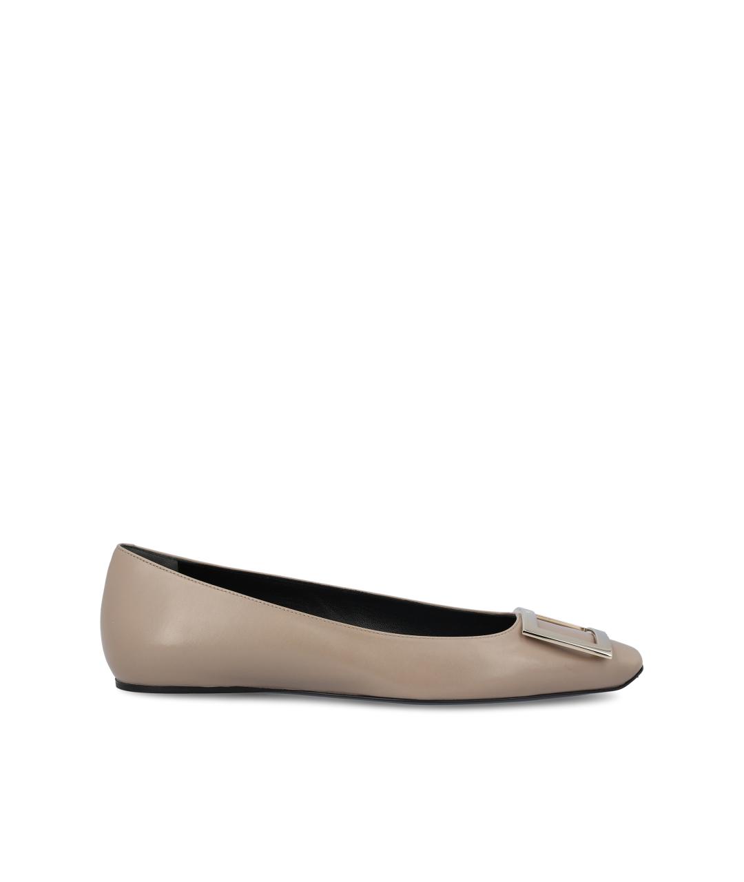 ROGER VIVIER Бежевые кожаные балетки, фото 5