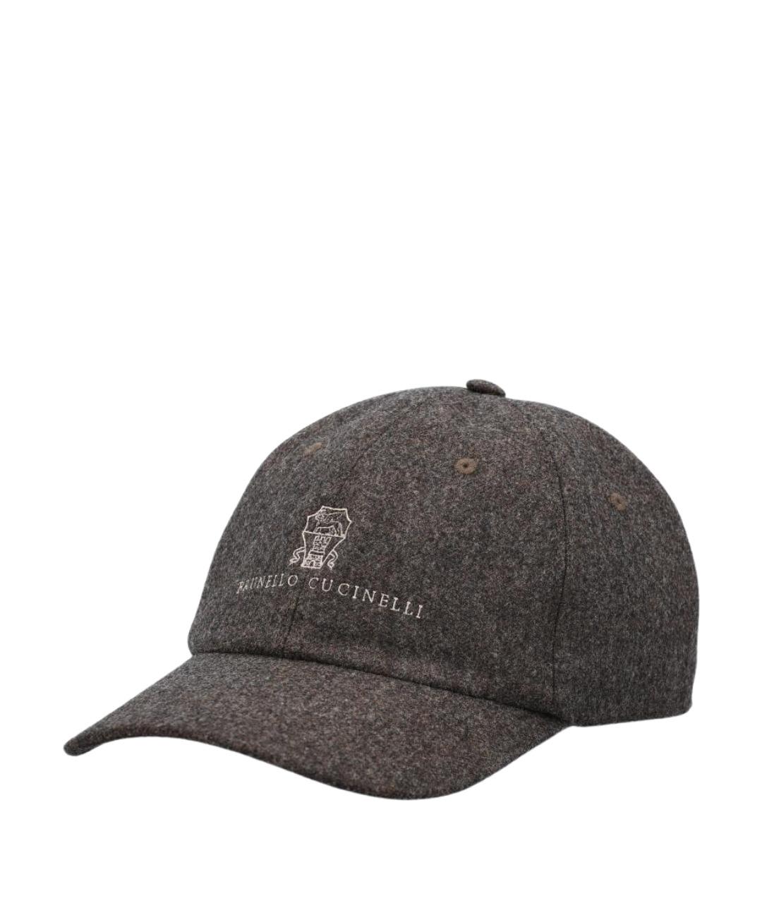 BRUNELLO CUCINELLI Коричневая шерстяная кепка/бейсболка, фото 1
