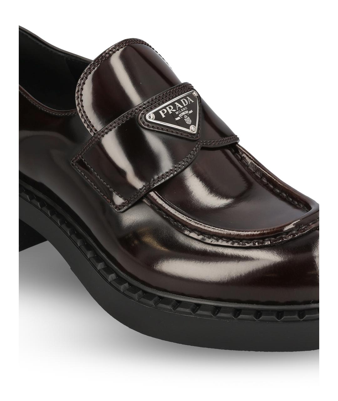 PRADA Коричневые кожаные лоферы, фото 4