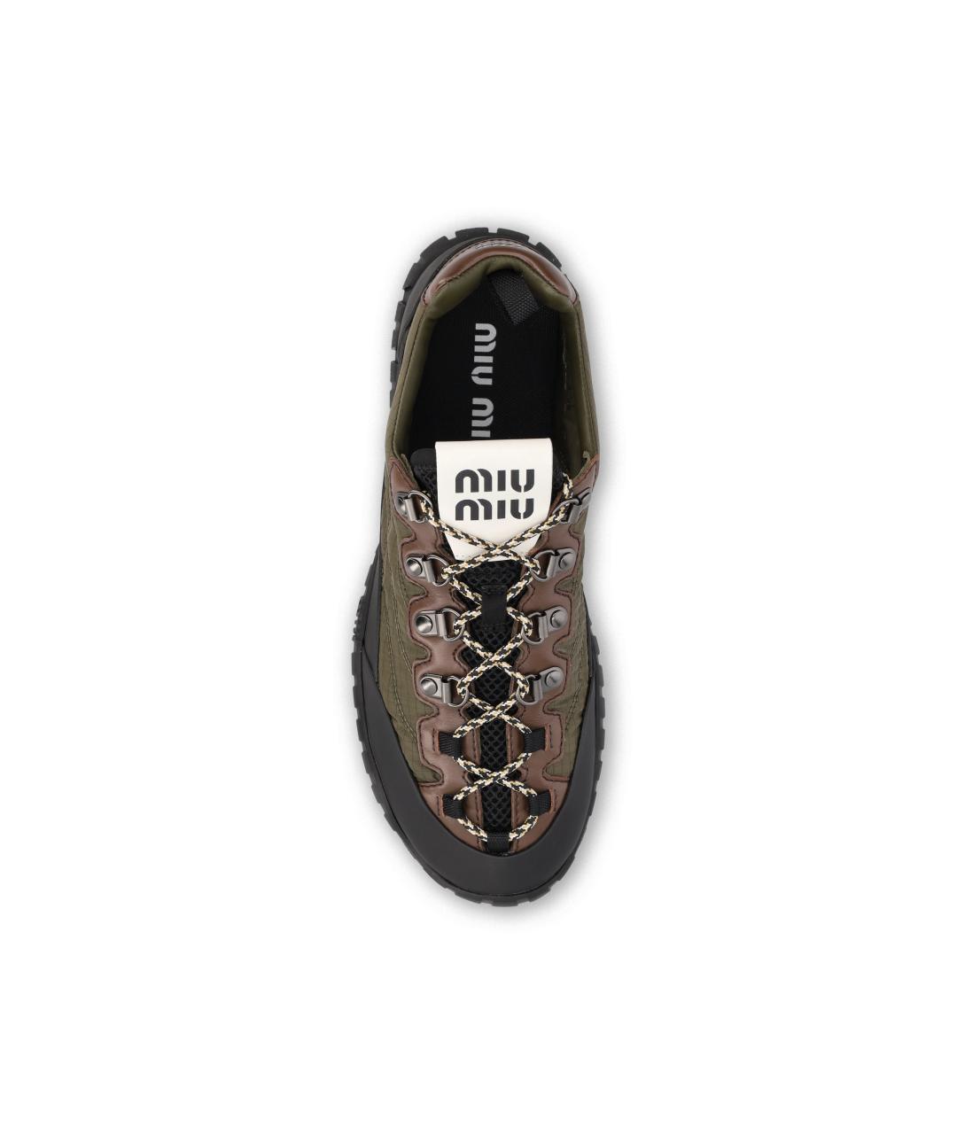 MIU MIU Зеленые текстильные кроссовки, фото 4
