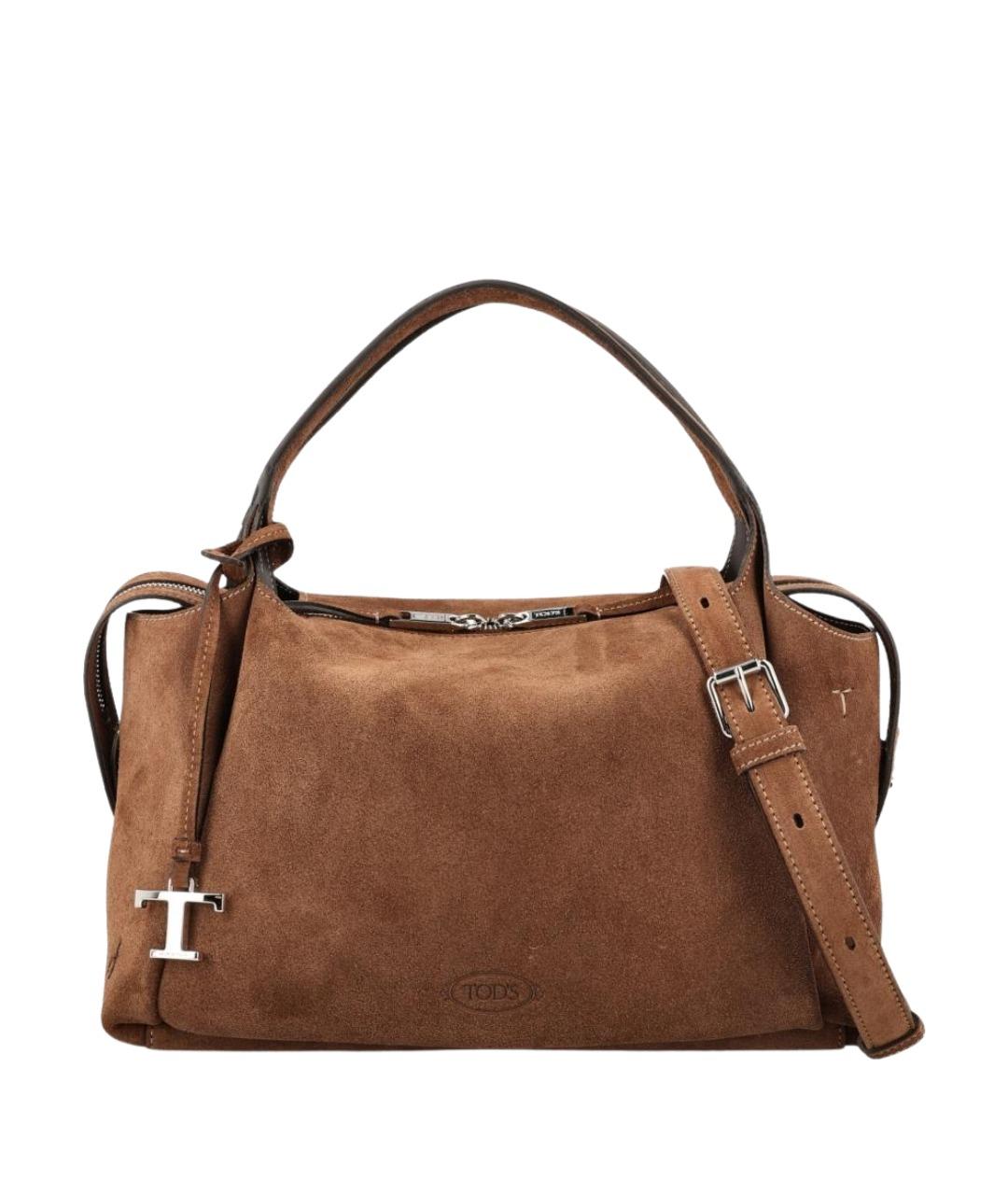 TOD'S Коричневая замшевая сумка тоут, фото 1