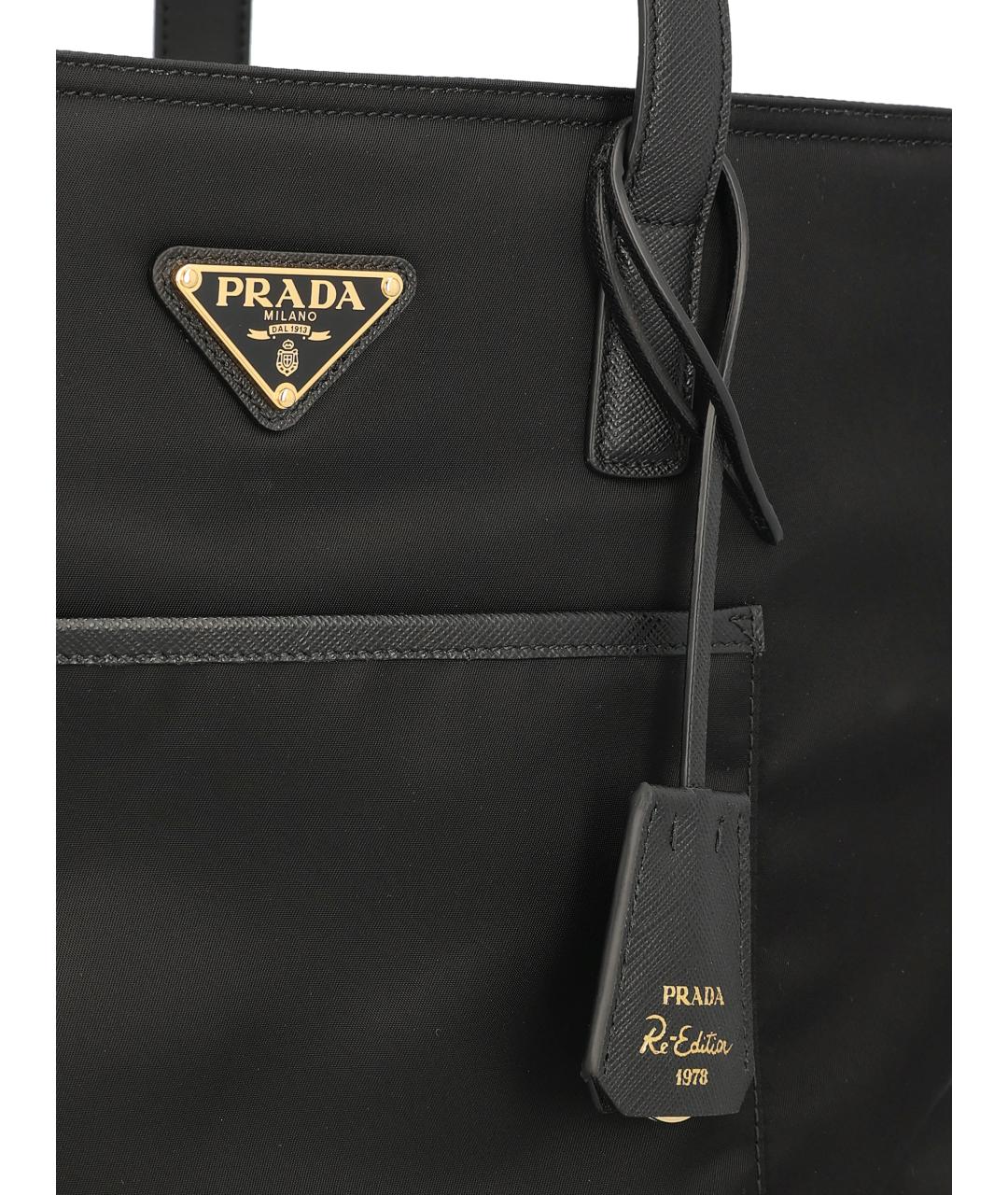PRADA Черная нейлоновая сумка тоут, фото 4
