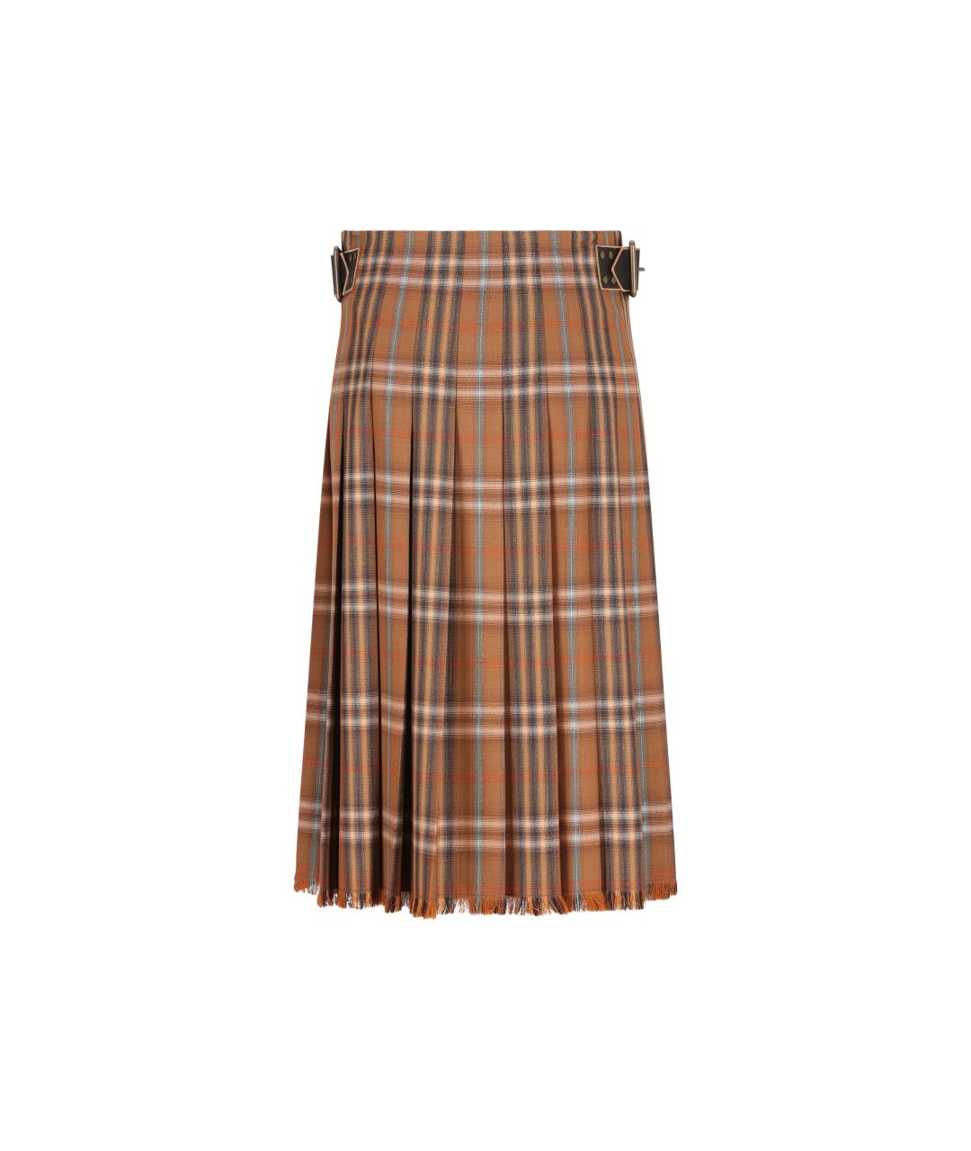 BURBERRY Коричневая шерстяная юбка миди, фото 2