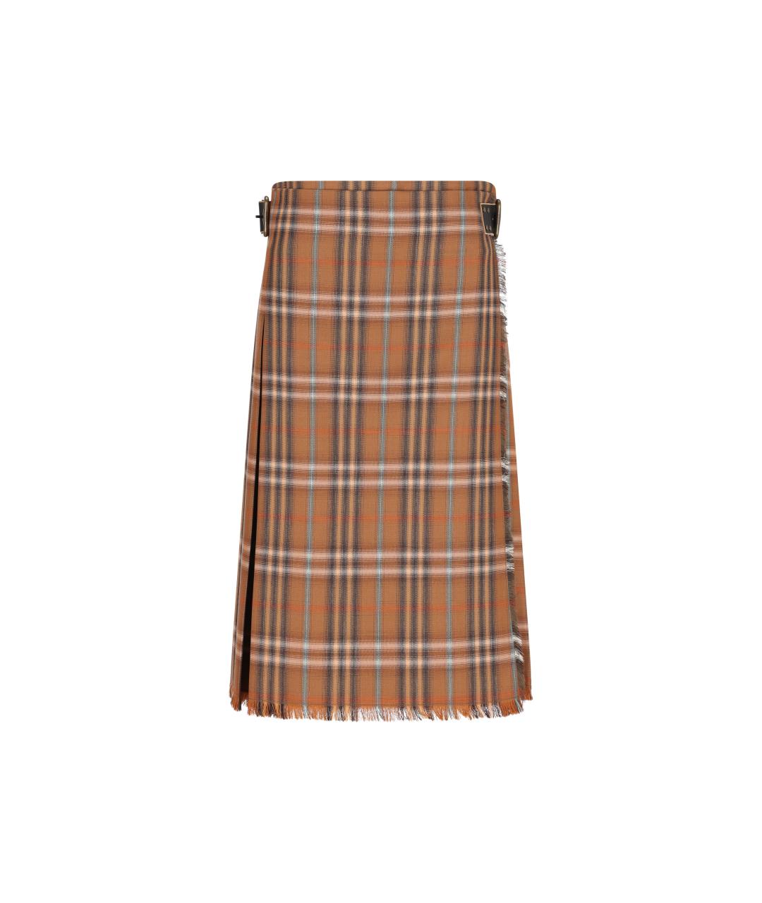 BURBERRY Коричневая шерстяная юбка миди, фото 5
