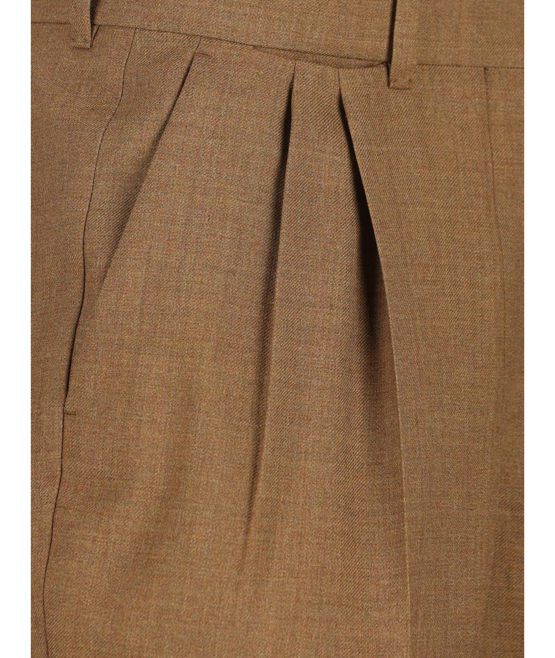 PRADA Коричневые шерстяные прямые брюки, фото 4